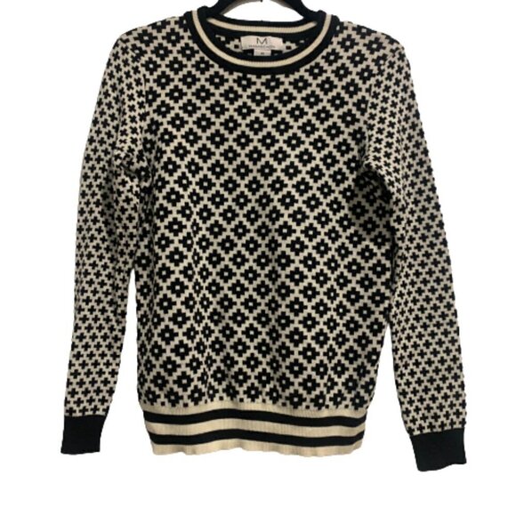 MAGASCHONI Blk & Ivory Ctn-Wl Blend Sweater Women's Sz XS - Picture 1 of 6